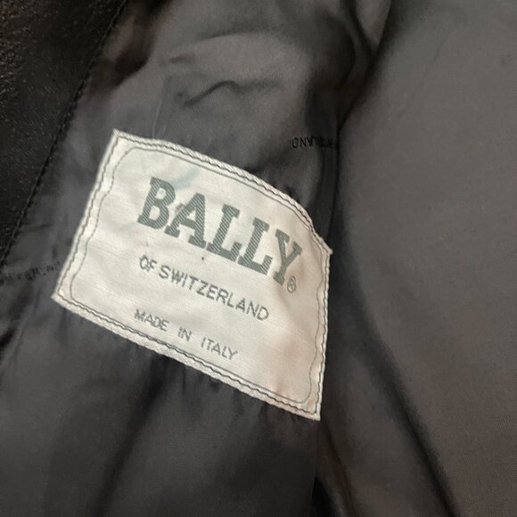 Vintage Bally Of Switzerland Women's 2 Button Black Leather Jacket Coat Size 36 - Picture 7 of 11